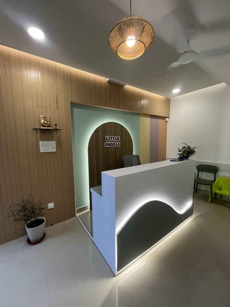 Reception desk and seating inside the clinic